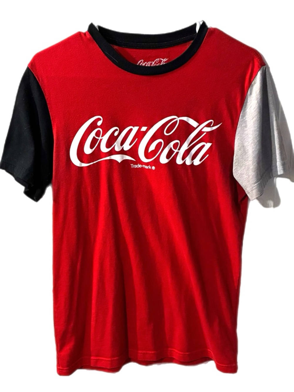 Coca Cola Red Front Logo Colorblock Short Sleeve Tee